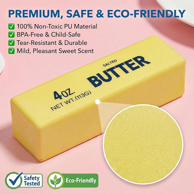 Dreamplay Realistic Butter Squeeze Toy, Slow Rising PU Foam Squishies for Kids Ages 3+, Soft Sensory Food Shaped Desk Decor and Novelty Party Favors - Image 3