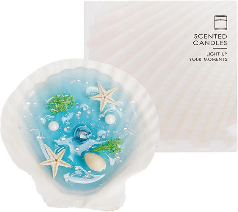 Ocean Shell Scented Candle,130G Handmade Starfish Whelk Soy Wax Gel Wax Aroma Decorative Candle for Table Photo Prop,Self Love Healing Candle for Women,Prefect Gift for Meditation Stress Relief Mood