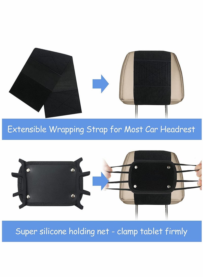 Car Headrest Mount Holder, Car Tablet Holder Back Seat, Anti-Slip and Silicone Strap Holding, Net Universal Tablets Mount, Fits All, for Kids 360 Adjustable Tablets Holder - Image 4