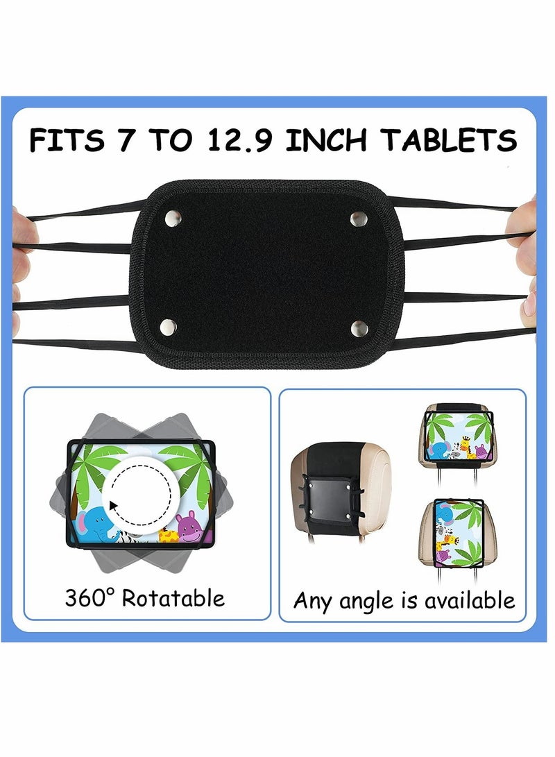 Car Headrest Mount Holder, Car Tablet Holder Back Seat, Anti-Slip and Silicone Strap Holding, Net Universal Tablets Mount, Fits All, for Kids 360 Adjustable Tablets Holder - Image 2