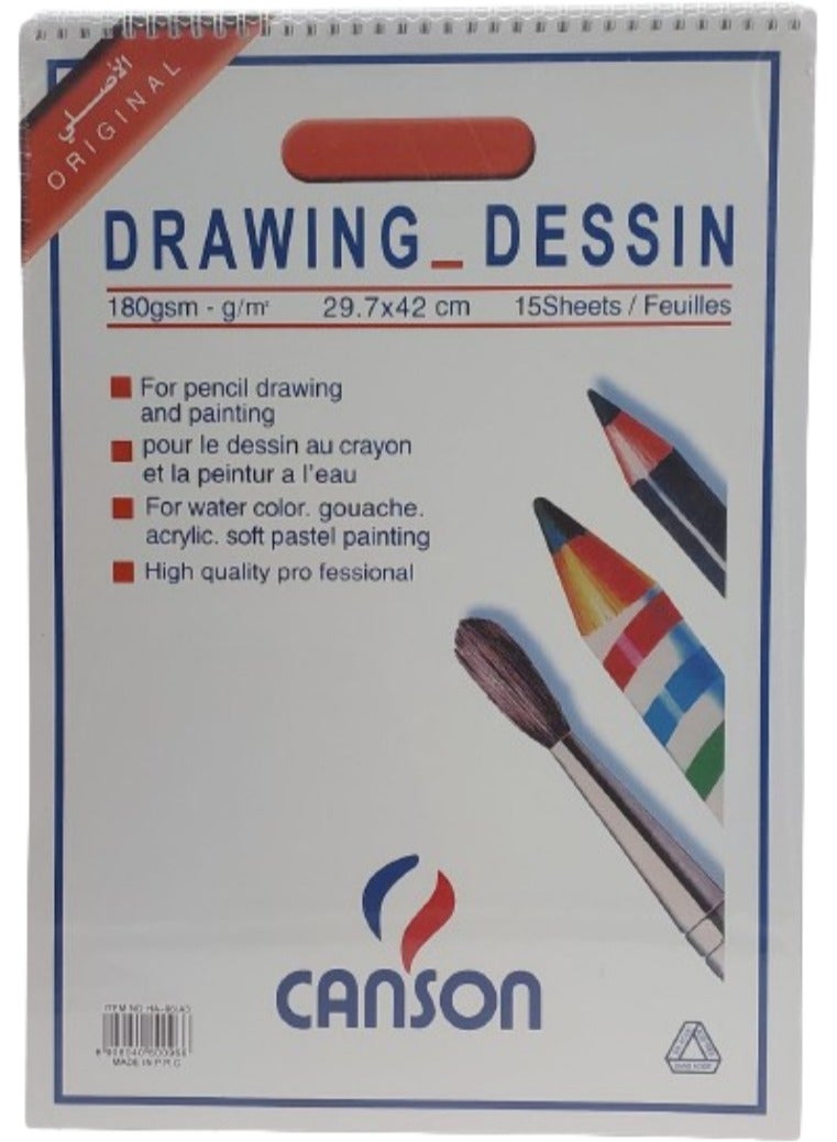 CANSON Drawing papers for The Artist 180 GSM - 29.7X 42 CM, 15 Sheets - Image 1