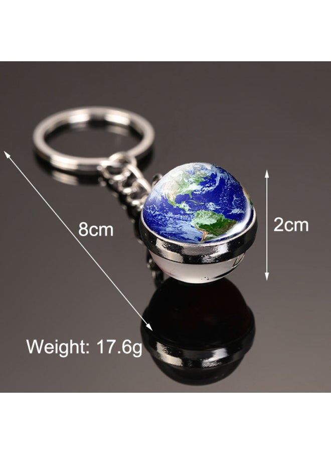 SWEBLE Solar System Planet Keyring Galaxy Nebula Space Keychain Moon Earth Sun Art Picture Double Side Glass Ball Key Chain-Color:D21