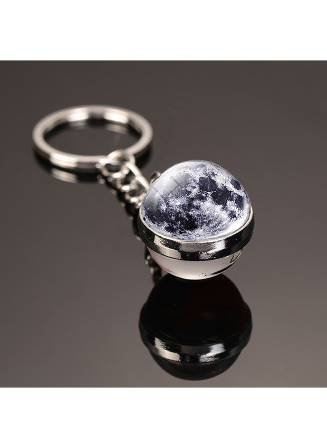SWEBLE Solar System Planet Keyring Galaxy Nebula Space Keychain Moon Earth Sun Art Picture Double Side Glass Ball Key Chain-Color:D21