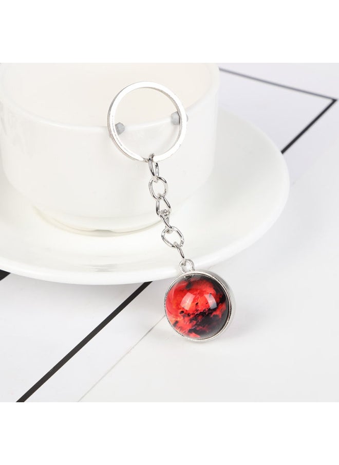 SWEBLE Solar System Planet Keyring Galaxy Nebula Space Keychain Moon Earth Sun Art Picture Double Side Glass Ball Key Chain-Color:D21