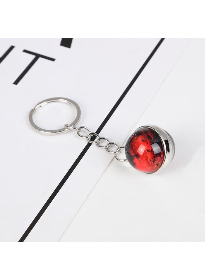 SWEBLE Solar System Planet Keyring Galaxy Nebula Space Keychain Moon Earth Sun Art Picture Double Side Glass Ball Key Chain-Color:D21