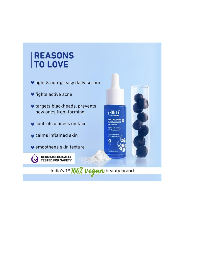 Plum 2% Encapsulated Salicylic Acid Face Serum Fights Active Acne Regulates Sebum Controls Oil Calms & Soothes Inflammation Lightweight  - Image 3