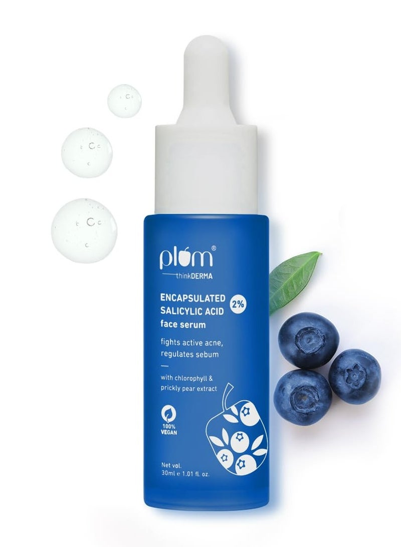 Plum 2% Encapsulated Salicylic Acid Face Serum Fights Active Acne Regulates Sebum Controls Oil Calms & Soothes Inflammation Lightweight  - Image 1