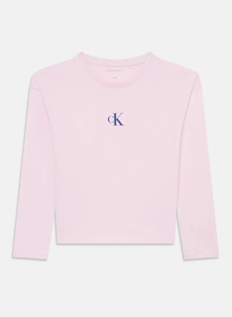 كالفن كلاين جينز تيشيرت جرافيك برقبة دائرية للأطفال