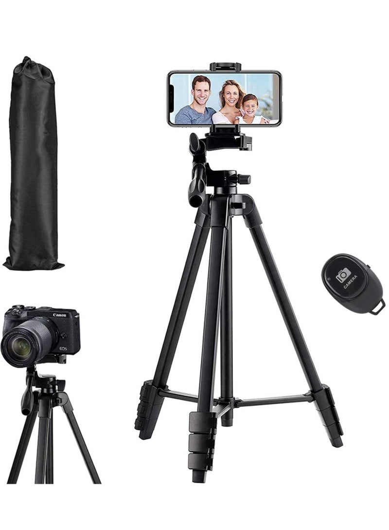 Flexible Tripod, Eocean 136cm Extendable Phone Tripod Stand with Carry Bag,Cell Phone Tripod with Wireless Remote,Universal Tripod for Video Selfie,iPhone Tripod Stand Travel Camera Tripod - Image 1