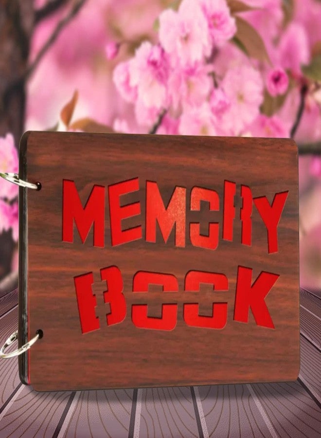 WallDaddy- Scrapbook Crafts (Memory Book) Scrap Book | Wooden Photo Album | 40 Black Color Paper Size "22 X 16 cm" "Wooden Photo Book (Photo Size Supported : 8x6 inch) - Image 1