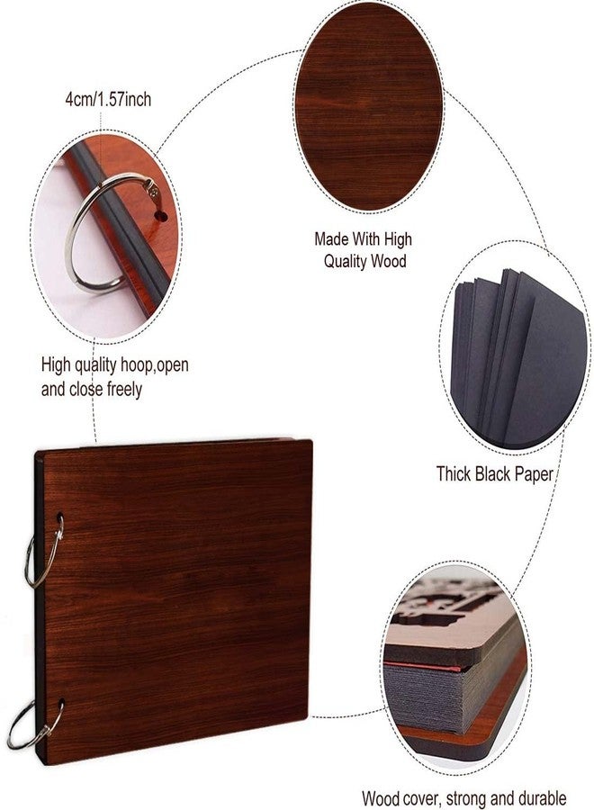 WallDaddy- Scrapbook Crafts (Memory Book) Scrap Book | Wooden Photo Album | 40 Black Color Paper Size "22 X 16 cm" "Wooden Photo Book (Photo Size Supported : 8x6 inch) - Image 5