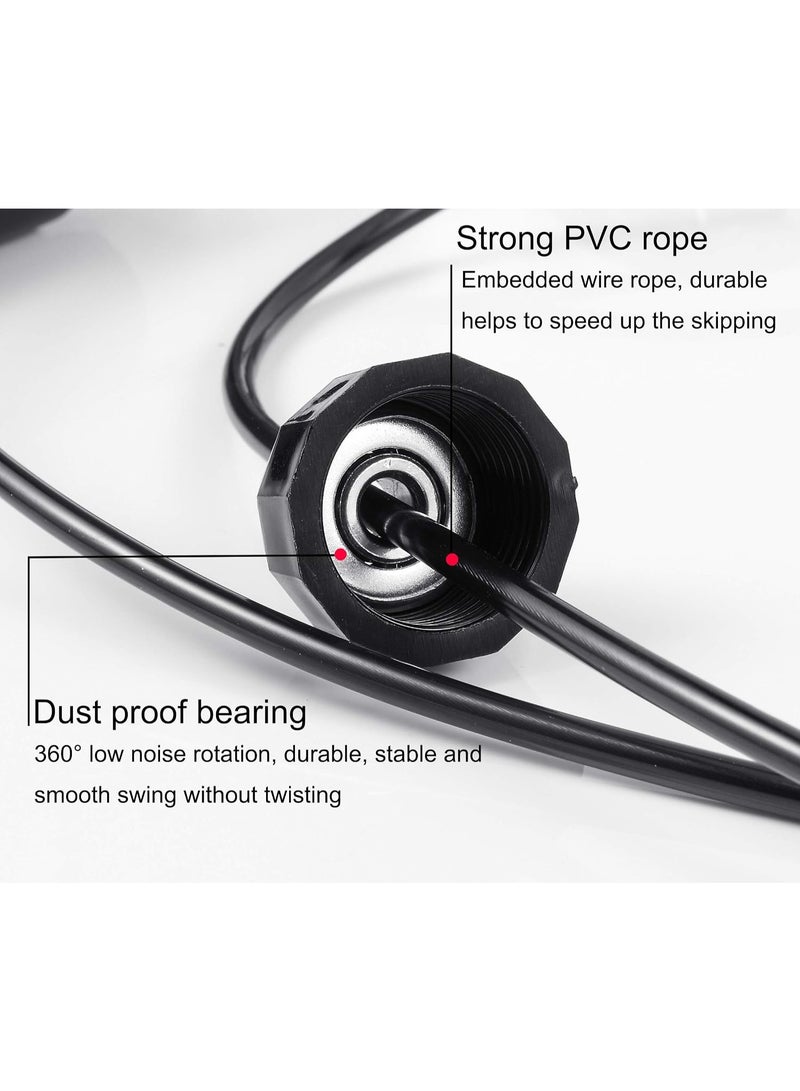 MIMOE Jump Rope with Ball Bearings & Adjustable Steel Cable, Tangle-Free Speed Skipping Rope with Foam Handles for Fitness, Cardio, Boxing, Crossfit & Home Workout - Image 4