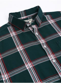 Dennis Lingo قميص رجالي كاجوال من القطن بقصّة Slim Fit باللون الأخضر الزجاجي  - Image 2