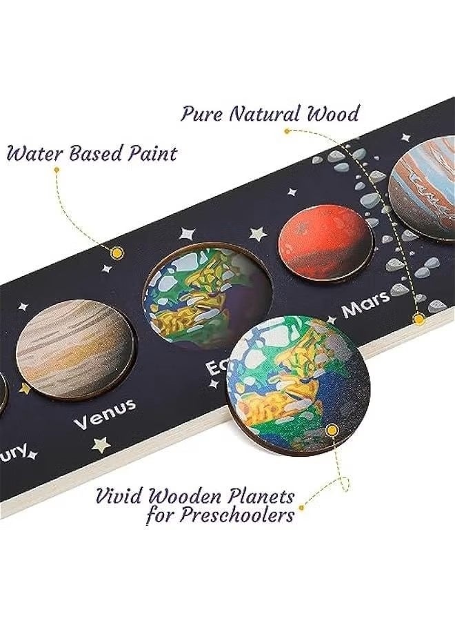 Movable Solar System Puzzle for Kids 3-6, Wooden Space Toys for Kids, Planets for Kids Preschool Learning Activities, Gift for Boys, Girls (Solar System) - Image 3