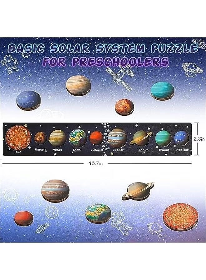 Movable Solar System Puzzle for Kids 3-6, Wooden Space Toys for Kids, Planets for Kids Preschool Learning Activities, Gift for Boys, Girls (Solar System) - Image 2