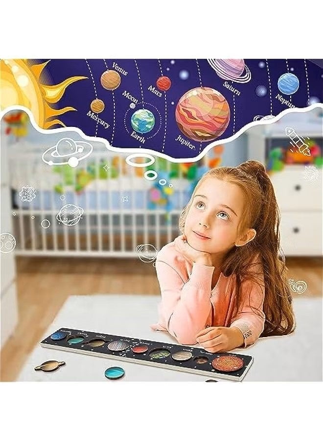 Movable Solar System Puzzle for Kids 3-6, Wooden Space Toys for Kids, Planets for Kids Preschool Learning Activities, Gift for Boys, Girls (Solar System) - Image 4