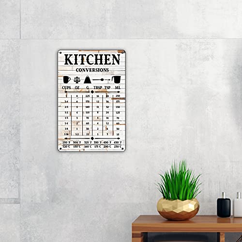 QIONGQI Funny Kitchen Quote Metal Tin Sign Wall Decor, Farmhouse Rustic Kitchen Conversions Sign for Home Decor Gifts(Wooden Style) - Image 4