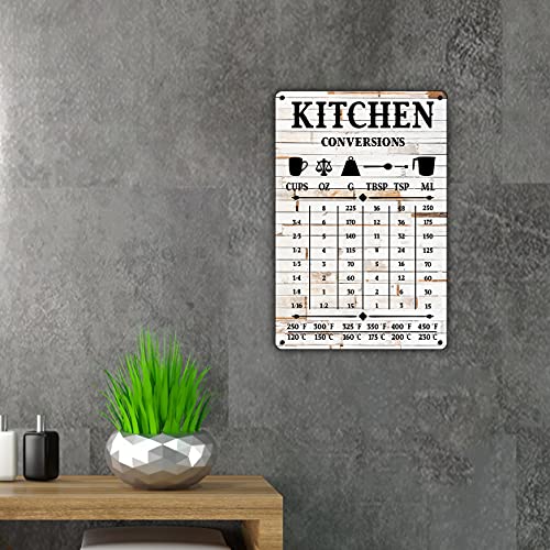 QIONGQI Funny Kitchen Quote Metal Tin Sign Wall Decor, Farmhouse Rustic Kitchen Conversions Sign for Home Decor Gifts(Wooden Style) - Image 3