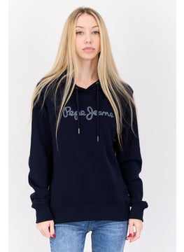 Pepe Jeans Women  Brand Logo Long Sleeves Hooded Sweatshirt, Navy  - Image 1