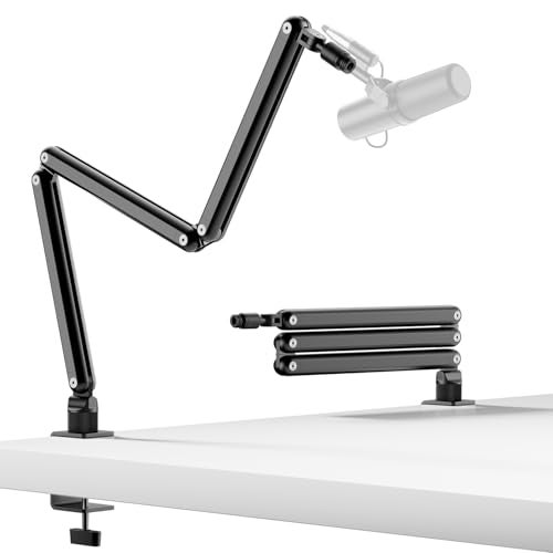 TODI Mic Arm for Lightweight Mics, Microphone Arm Rotatable, Storable Desk Mic Stand for Bear 3LB with Mount Clamp, Mic Stand Boom Arm with Cable Channel with 3/8'' 5/8'' Thread for Podcast, Gaming - Image 1