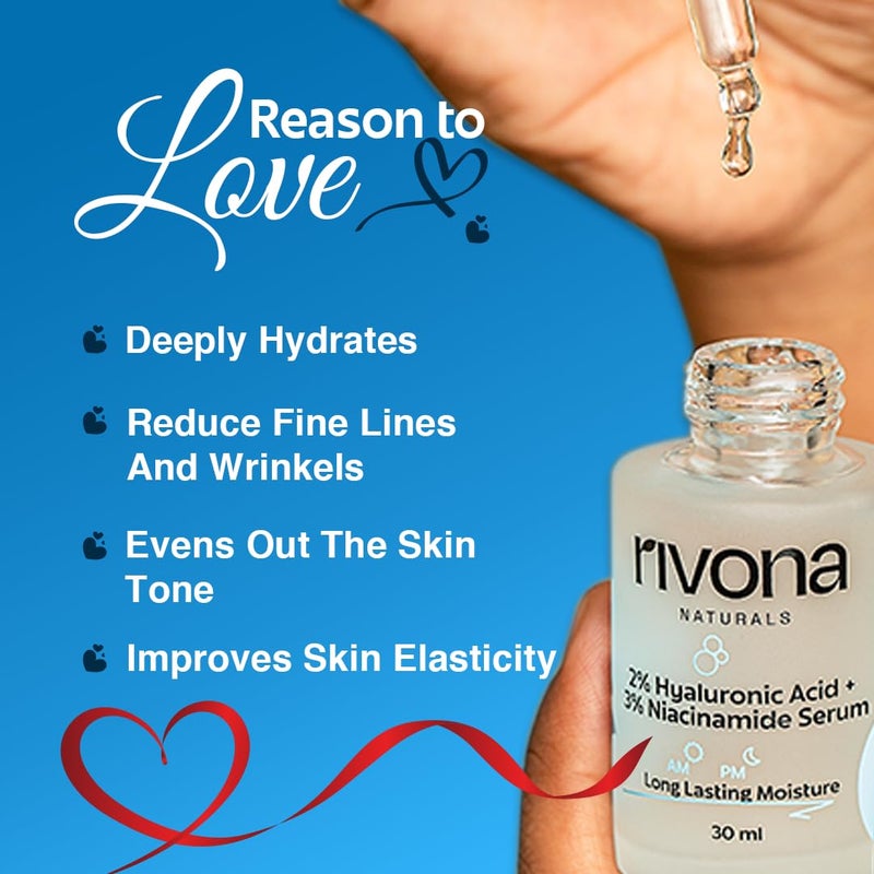 RIVONA NATURALS Rivona Naturals Hyaluronic Acid Niacinamide Serum Glowing Skin Daily Hydrating Skin Nourishment Face Serum For Women Men Dermatologically TestedCruelty Free 30 ml  - Image 4