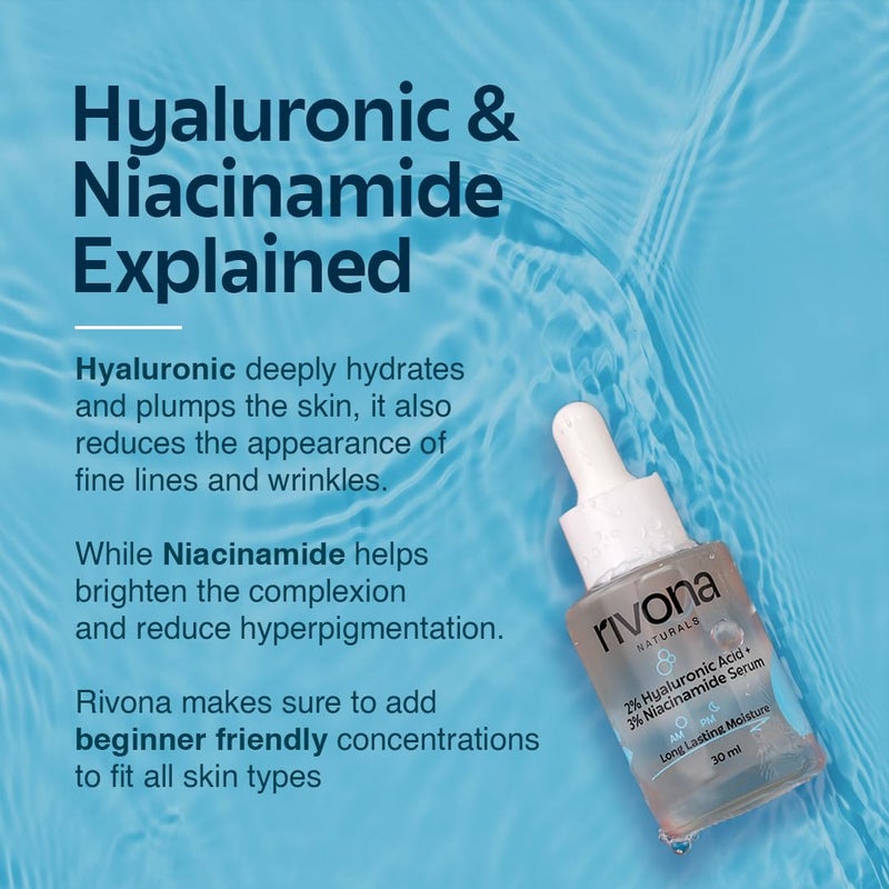 RIVONA NATURALS Rivona Naturals Hyaluronic Acid Niacinamide Serum Glowing Skin Daily Hydrating Skin Nourishment Face Serum For Women Men Dermatologically TestedCruelty Free 30 ml  - Image 3