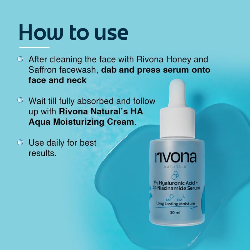 RIVONA NATURALS Rivona Naturals Hyaluronic Acid Niacinamide Serum Glowing Skin Daily Hydrating Skin Nourishment Face Serum For Women Men Dermatologically TestedCruelty Free 30 ml  - Image 5