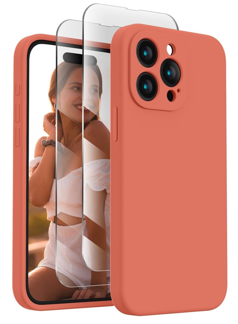 ELTRAZONE Designed for iPhone 15 Pro Max Case, Silicone Upgraded [Camera Protection] for iPhone 15 ProMax Case with [2 Screen Protectors], Anti-Scratch Microfiber Lining, 6.7 inch, Pink Pomelo - Image 1