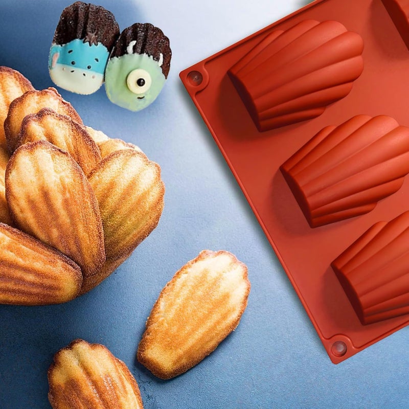 Apiocmy Madeleine Pans for Baking, 4Pcs 9-Cavity Non-stick Silicone Madeleine Cookies Trays for Baking, Shell Shape Madeleine Mold Cake Pans - Image 4