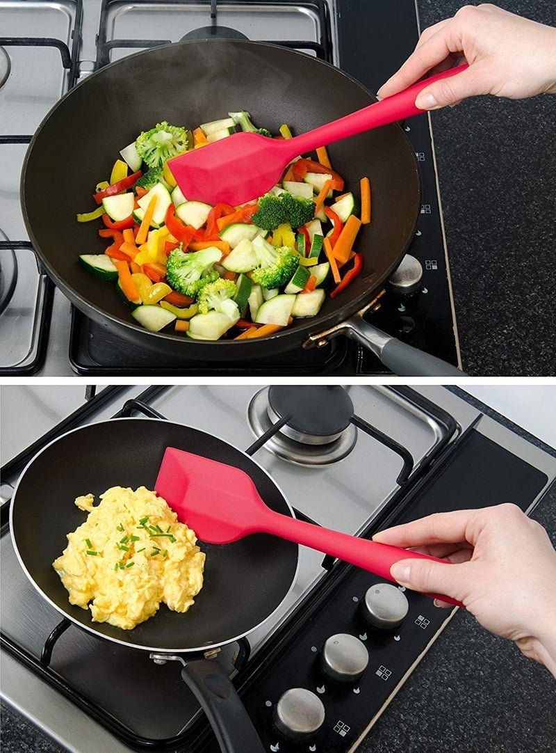 Femora Premium Virgin Silicone Big Spatula with Grip Handle, Red, Set of 2 - Image 3