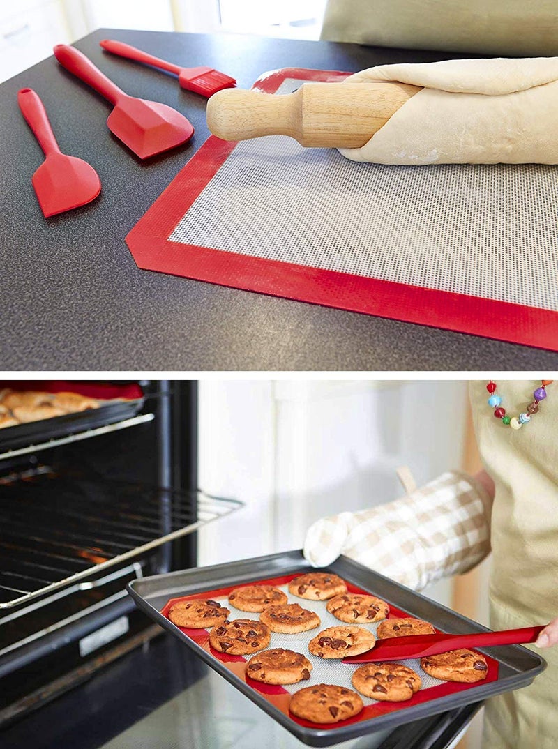 Femora Premium Virgin Silicone Big Spatula with Grip Handle, Red, Set of 2 - Image 2