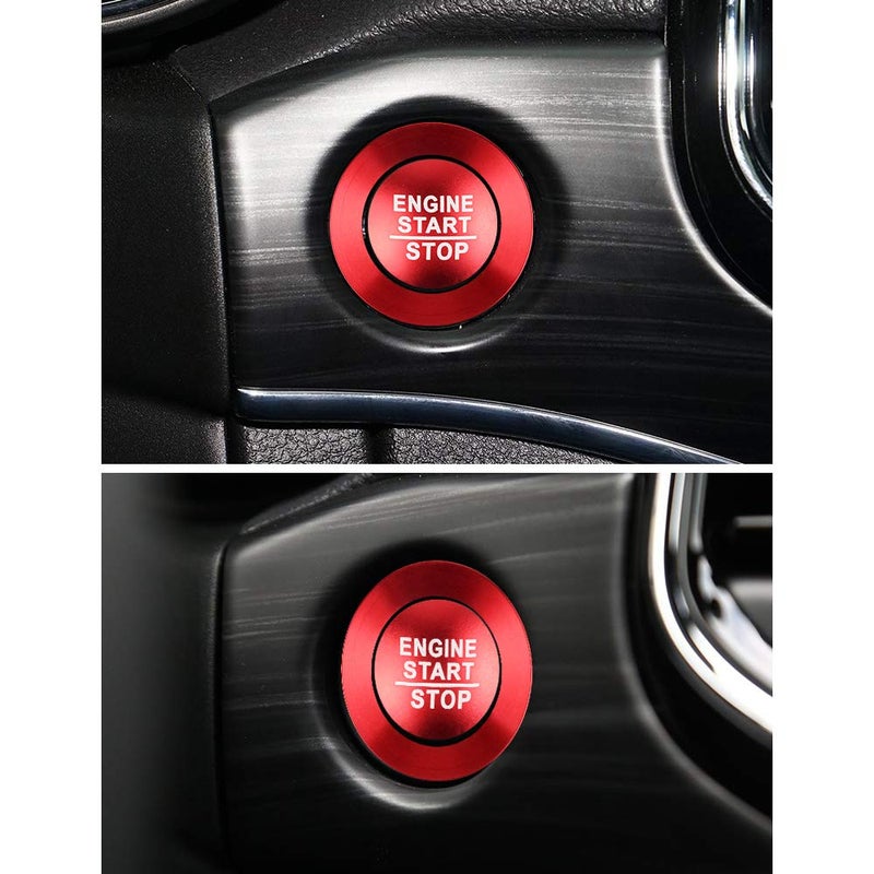 LECART Push to Start Button Stickers Fit for Jeep Grand Cherokee 20142024 Metal Decal Covers Auto Interior Decor Accessories Metal Decal Trims Red 2 Pcs