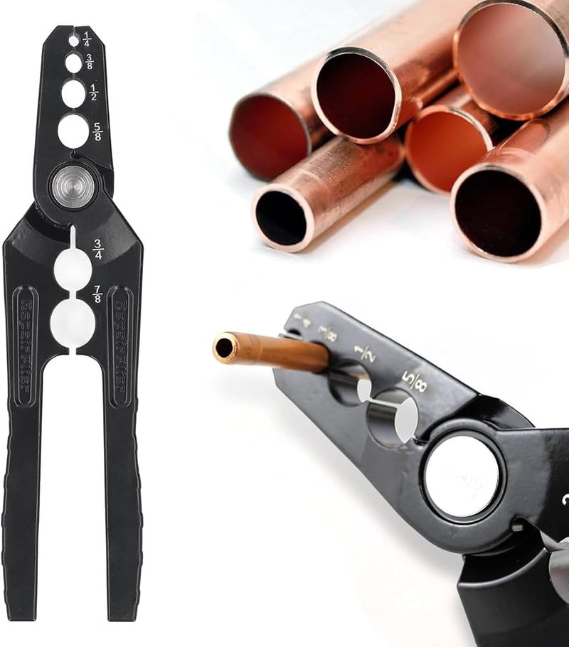 Plyisty Copper Tube Repair Pliers, Manual Copper Pipe Circular Machine, Unique 6 Holes Design, 1/4 Inch, 3/8 Inch, 1/2 Inch, 5/8 Inch, 3/4 Inch, and 7/8 Inch - Image 2