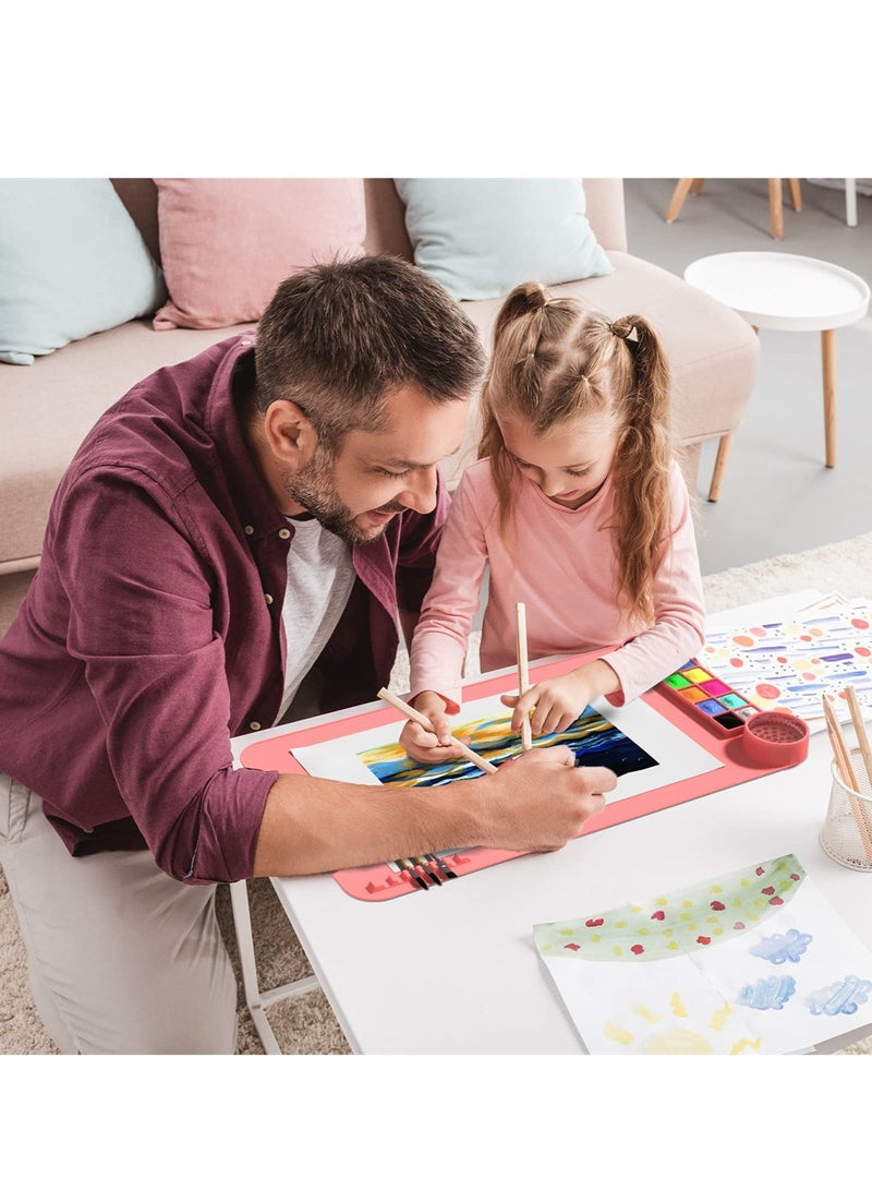 Excefore Silicone Painting Mat, 19.7"x11" Nonstick Silicone Craft Mat, Silicone Craft Mat with Cup and Paint Holder, Washable and Nonstick DIY Silicone Mats for Crafts Painting, Clay - Image 5