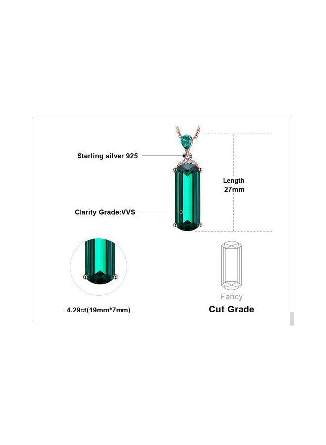 JewelryPalace 4.4Ct Fancy Cut Simulated Green Nano Emerald Pendant Necklace For Women, 925 Sterling Silver Rose Gold Plated Necklace, Fashion Anniversary Gemstone Jewelry For Women 18 Inches Chain - Image 2