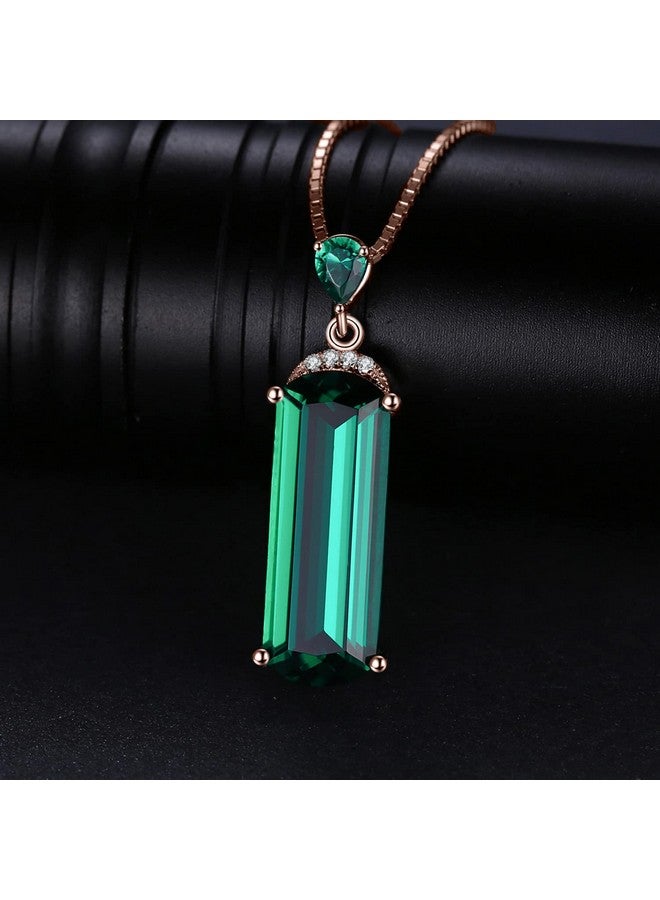JewelryPalace 4.4Ct Fancy Cut Simulated Green Nano Emerald Pendant Necklace For Women, 925 Sterling Silver Rose Gold Plated Necklace, Fashion Anniversary Gemstone Jewelry For Women 18 Inches Chain - Image 3