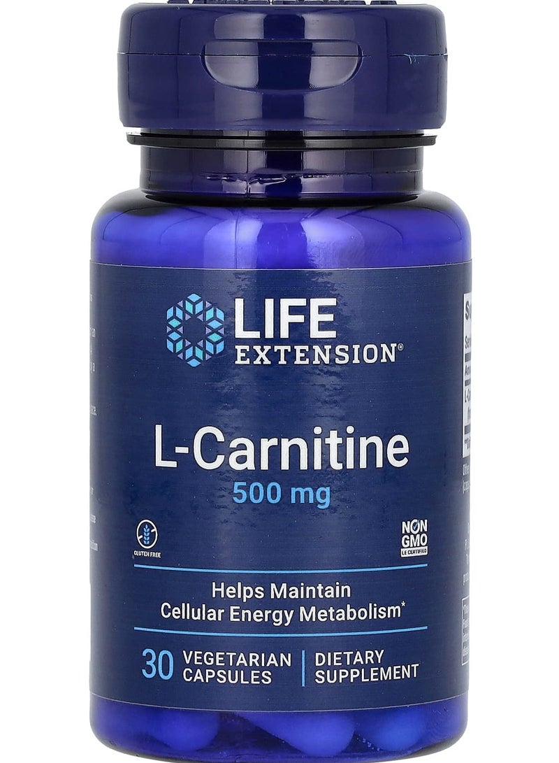 L-كارنيتين، 500 ملغ، 30 كبسولة نباتية
