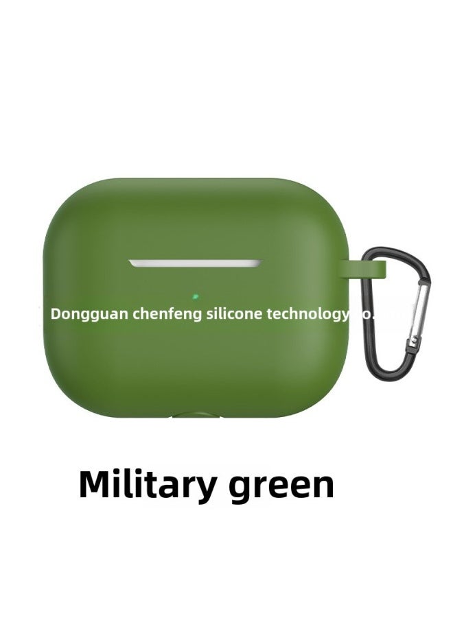 Generic - For Airpods Pro Bluetooth Headset Protective Case Apple 3 Generation Earphone Case Thickened Silicone Case Flat Bottom One-Piece-Color:Army Green Earphone Shell Hook Pearlescent Bag Packaging-Applic - Image 1