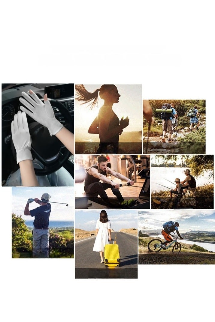 Women Summer UPF 50+ UV Sun Protection Gloves 2 Fingers Flip Mesh Cooling Breathable Touchscreen Anti Slip Mittens, Light Gray
