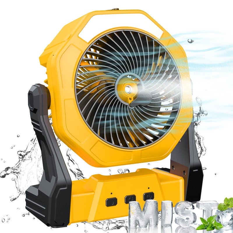 Ausic Portable Misting fan 8Inch Cooling Mist Fans 10000mAh USB Rechargeable Battery Powered Fan with Mister 250mL Water Tank LED Lantern for Home Desk Bedroom Office OutdoorIndoor Use