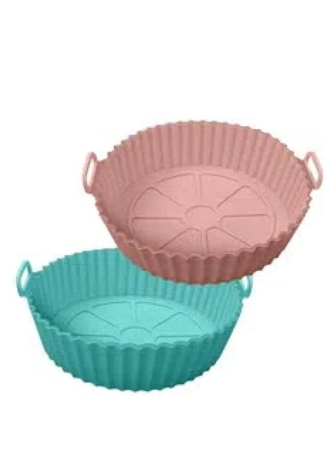 Air Fryer Silicone Pot 2Pcs Air Fryer Silicone Liners Round Food Safe Non Stick Air Fryer Basket Accessories Reusable - Image 1