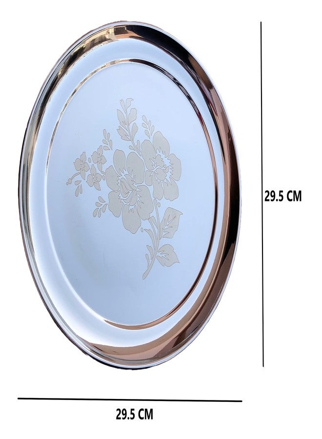 كيه سي طقم أطباق عشاء من الفولاذ المقاوم للصدأ بتصميم ليزر من كي سي، مكون من 6 قطع (قطر الطبق 29.5 سم بتصميم زهري) - Image 2