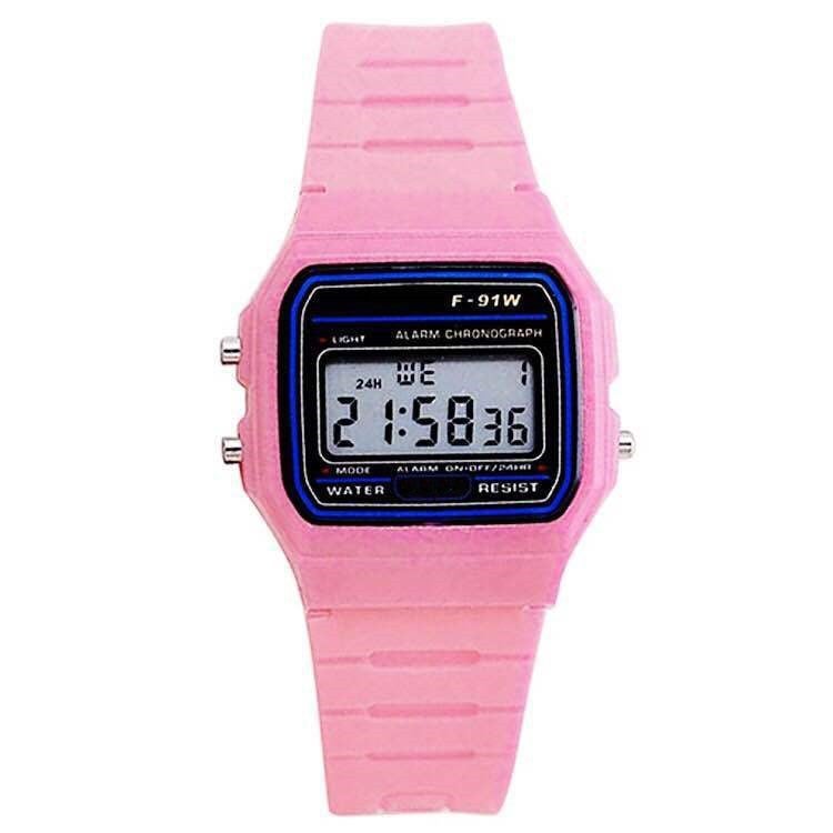 LED electronic watch WR F91W steel belt A159 Harajuku wind card custom wholesale gift watchSilicone Pink Silicone Pink