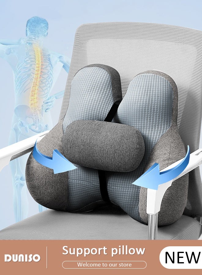 DUNISO Adjustable Lumbar Support Pillow with Adjustable Slider for Office Chair and Car Seat, Ergonomic Memory Foam Back Cushion for Improve Lower Back PainRelief and Sitting Posture  - Image 1