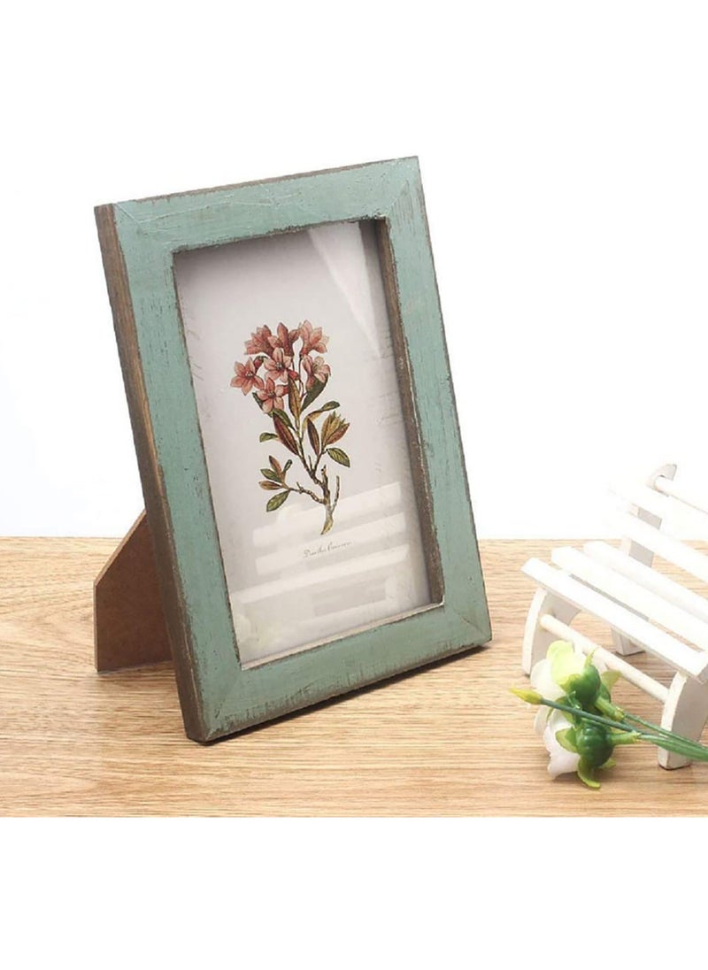 Rustic Wooden Photo Frame for Tabletop and Wall Display, Light Blue Decorative Picture Frame for Home Gallery and Art