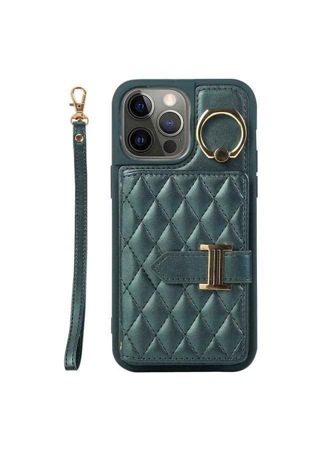 S-TOP Case For iPhone 12 Pro Max Horizontal Card Bag Ring Holder Phone Case with Dual Lanyard - Image 1
