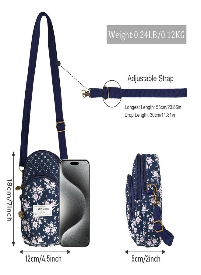 WITERY Crossbody Purses for Women - Cute Crossbody Bags for Teens Floral Small Phone Bag Canvas Shoulder Bag, Ladies Mini Travel Purses Wallet with Adjustable Strap - Image 3