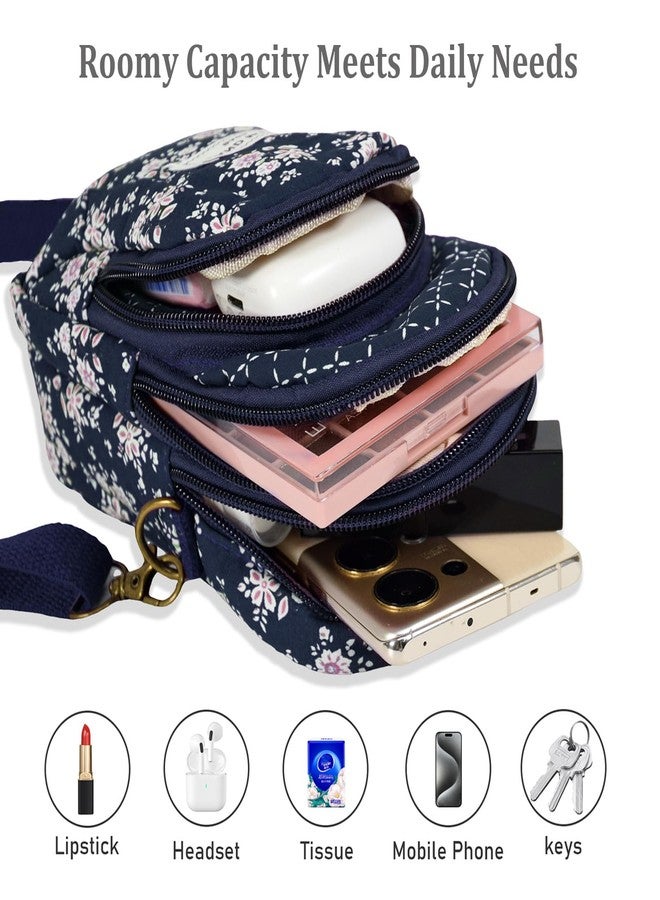 WITERY Crossbody Purses for Women - Cute Crossbody Bags for Teens Floral Small Phone Bag Canvas Shoulder Bag, Ladies Mini Travel Purses Wallet with Adjustable Strap - Image 4