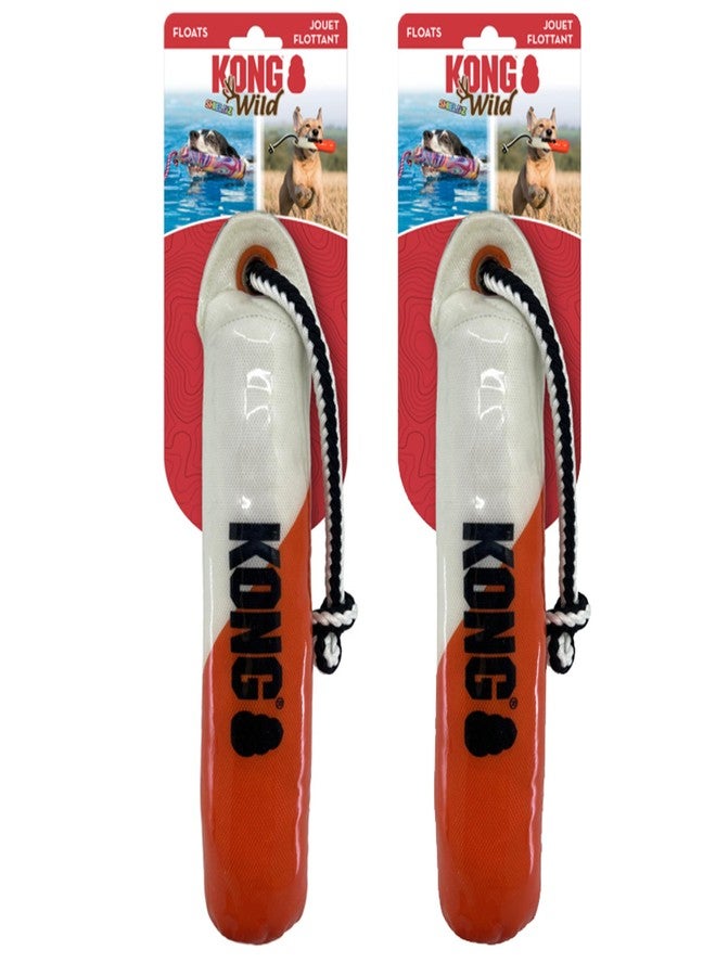 كونج لعبة تدريب الكلاب KONG بحبل مطاطي - لعبة متينة عائمة لجلب الأشياء والتدريب - عبوة من قطعتين (Wild Shieldz برتقالي/أبيض، صغير/متوسط) - Image 1