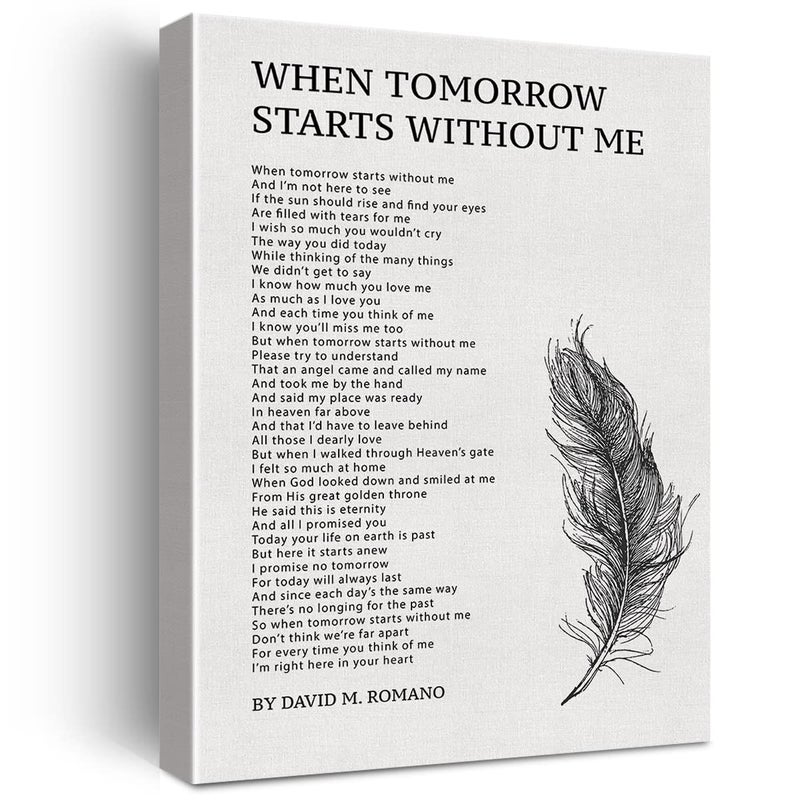Nurawo Poem Wall Art When Tomorrow Starts Without Me Canvas Print Framed Bereavement Painting for Home Wall Tabletop Dcor - Image 2